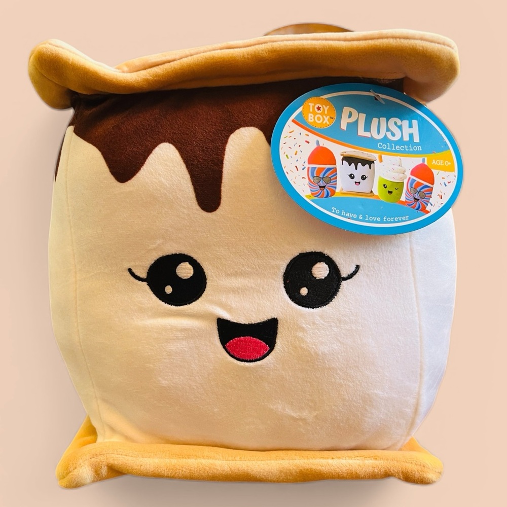 Toy Box Marshmallow Sandwich Biscuit Brown and White Plush Pillow (9.5”/NWT)